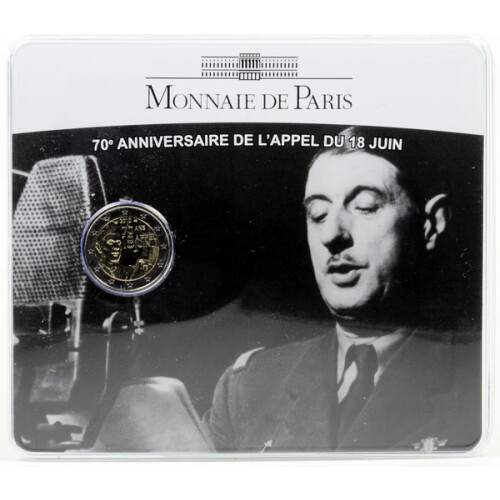 2 Euro Gedenkmünze Frankreich 2010 st - Charles de Gaulle - im Blister