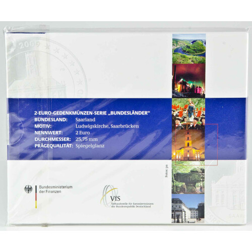 5 x 2 Euro Gedenkmünze Deutschland 2009 PP -...