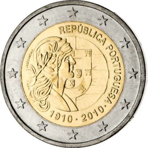 2 Euro Gedenkmünze Portugal 2010 bfr. - 100 Jahre Portugiesische Republik