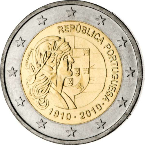 2 Euro Gedenkmünze Portugal 2010 bfr. - 100 Jahre Portugiesische Republik
