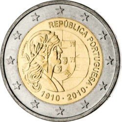 2 Euro Gedenkmünze Portugal 2010 bfr. - 100 Jahre...