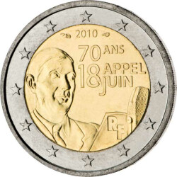 2 Euro Gedenkm&uuml;nze Frankreich 2010 bfr. -...