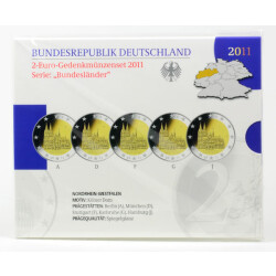 5 x 2 Euro Gedenkm&uuml;nze Deutschland 2011 PP -...