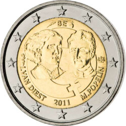 2 Euro Gedenkm&uuml;nze Belgien 2011 bfr. -...