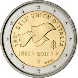 2 Euro Gedenkm&uuml;nze Italien 2011 bfr. - 150 Jahre...