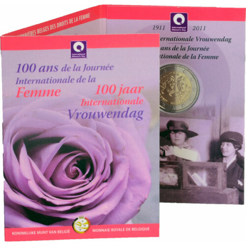 2 Euro Gedenkmünze Belgien 2011 st - Weltfrauentag - in Karte