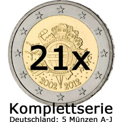 Komplettserie - 21 x 2 Euro Gedenkm&uuml;nze 2012 -...