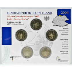 5 x 2 Euro Gedenkmünze Deutschland 2006 st - Holstentor - im Blister