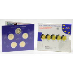 5 x 2 Euro Gedenkm&uuml;nzen Deutschland 2012 PP - 10...