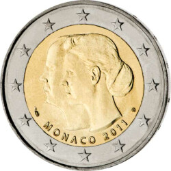 2 Euro Gedenkm&uuml;nze Monaco 2011 bfr. - Hochzeit...