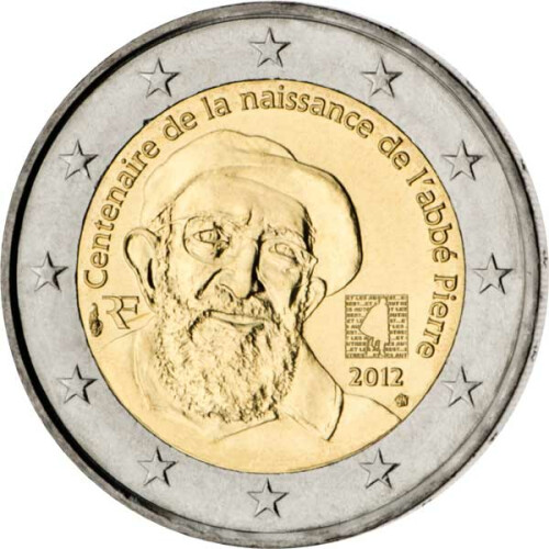 2 Euro Gedenkmünze Frankreich 2012 bfr. - Abbé Pierre