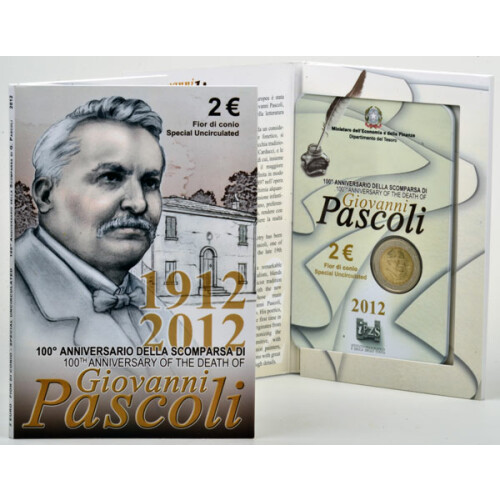 2 Euro Gedenkmünze Italien 2012 st - Giovanni Pascoli - in Karte