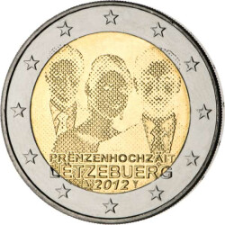 2 Euro Gedenkm&uuml;nze Luxemburg 2012 bfr - Hochzeit...