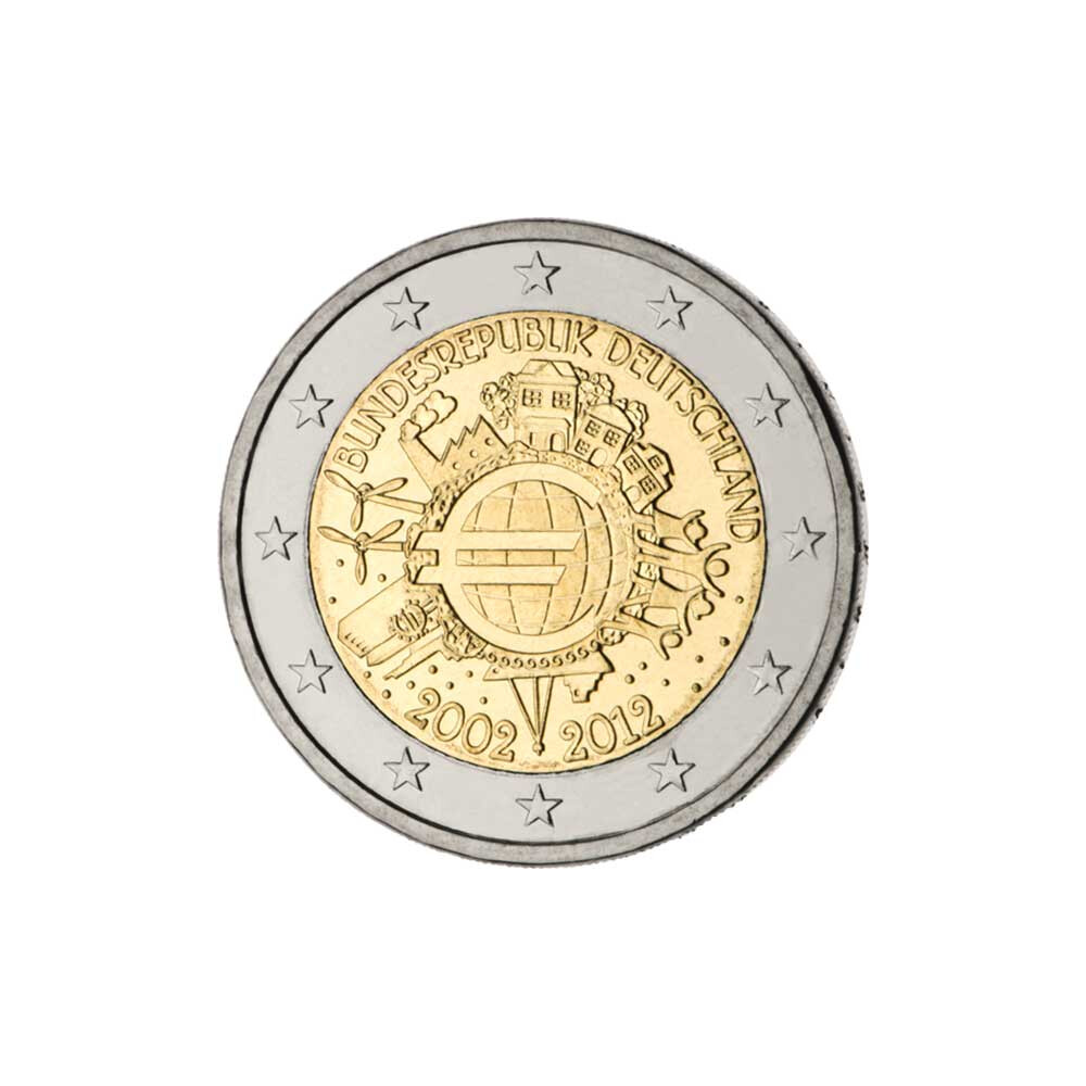 Piece 2 Euro Bundesrepublik Deutschland 2002 Bis 2012 Valeur 2 Euro Gedenkmünze Deutschland 2012 bfr. - 10 Jahre Bargeld (D), 4,95 €