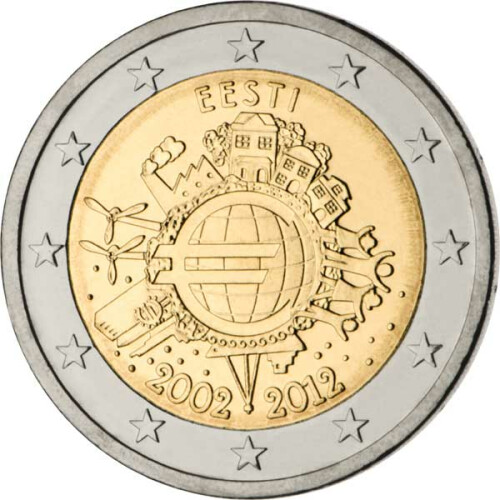2 Euro Gedenkmünze Estland 2012 bfr. - 10 Jahre Bargeld