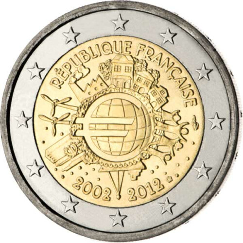 2 Euro Gedenkmünze Frankreich 2012 bfr. - 10 Jahre Bargeld