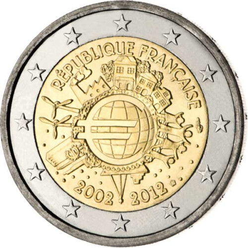 2 Euro Gedenkmünze Frankreich 2012 bfr. - 10 Jahre Bargeld