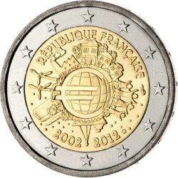 2 Euro Gedenkmünze Frankreich 2012 bfr. - 10 Jahre...