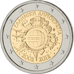 2 Euro Gedenkmünze Griechenland 2012 bfr. - 10 Jahre...