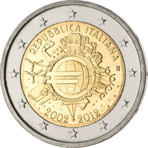 2 Euro Gedenkmünze Italien 2012 bfr. - 10 Jahre Bargeld