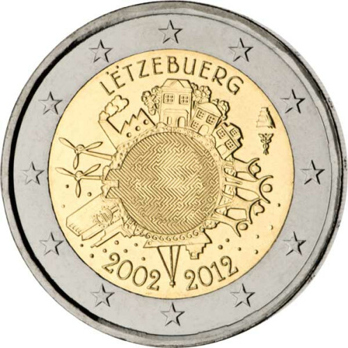 2 Euro Gedenkmünze Luxemburg 2012 bfr. - 10 Jahre Bargeld