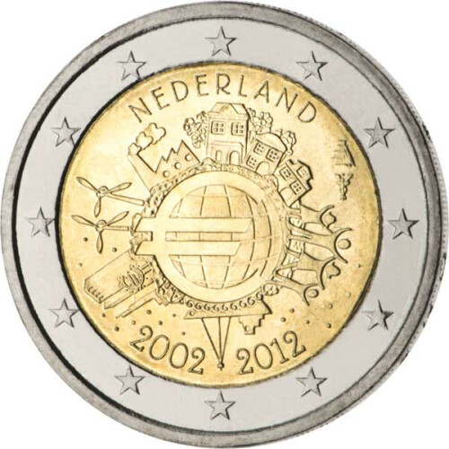 2 Euro Gedenkmünze Niederlande 2012 bfr. - 10 Jahre Bargeld