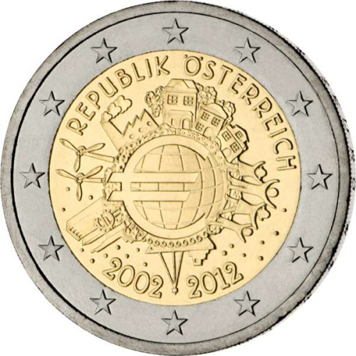 2 Euro Gedenkmünze Österreich 2012 bfr. - 10 Jahre Bargeld