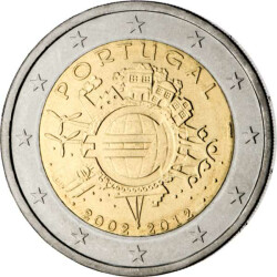 2 Euro Gedenkm&uuml;nze Portugal 2012 bfr. - 10 Jahre...