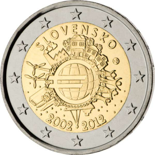 2 Euro Gedenkmünze Slowakei 2012 bfr. - 10 Jahre Bargeld