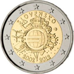2 Euro Gedenkmünze Slowakei 2012 bfr. - 10 Jahre...