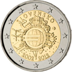 2 Euro Gedenkm&uuml;nze Slowakei 2012 bfr. - 10 Jahre...