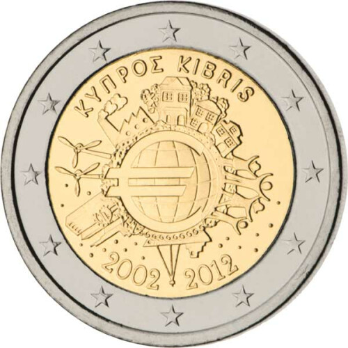 2 Euro Gedenkmünze Zypern 2012 bfr. - 10 Jahre Bargeld