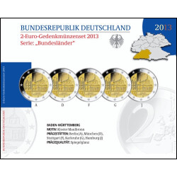 5 x 2 Euro Gedenkmünze Deutschland 2013 PP -...