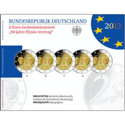 5 x 2 Euro Gedenkm&uuml;nze Deutschland 2013 -...