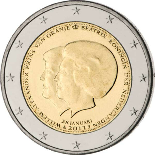 2 Euro Gedenkmünze Niederlande 2013 bfr. - Thronwechsel / Doppelportrait
