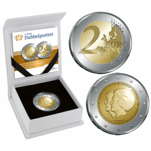 2 Euro Gedenkmünze Niederlande 2013 PP - Doppelportrait - im Etui