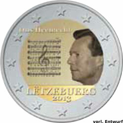 2 Euro Gedenkmünze Luxemburg 2013 bfr. - Nationalhymne