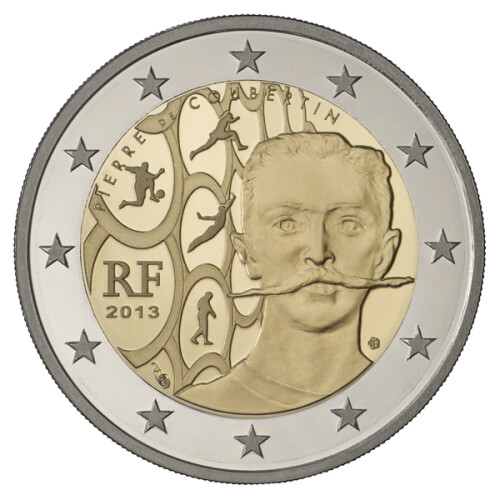 2 Euro Gedenkmünze Frankreich 2013 PP - Pierre de Coubertin - im Etui
