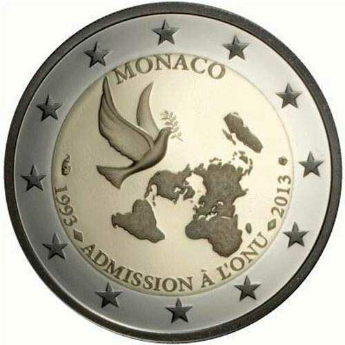 2 Euro Gedenkmünze Monaco 2013 bankfrisch - 20 Jahre UNO-Mitgliedschaft