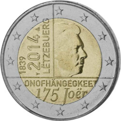 2 Euro Gedenkmünze Luxemburg 2014 bfr. - 175 Jahre...