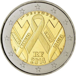 2 Euro Gedenkm&uuml;nze Frankreich 2014 bfr. -...