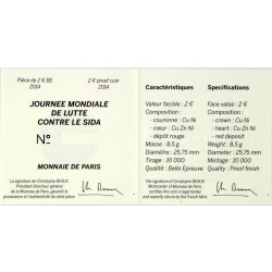 2 Euro Gedenkmünze Frankreich 2014 PP - Welt-AIDS-Tag - im Etui