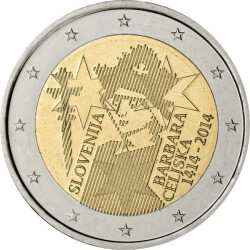 2 Euro Gedenkm&uuml;nze Slowenien 2014 bfr. - Barbara...