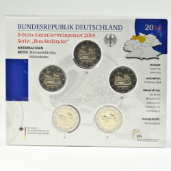 5 x 2 Euro Gedenkm&uuml;nze Deutschland 2014 st -...