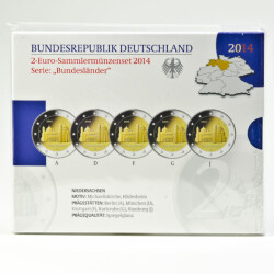 5 x 2 Euro Gedenkm&uuml;nze Deutschland 2014 PP -...