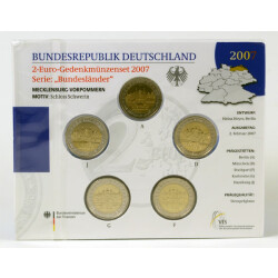 5 x 2 Euro Gedenkm&uuml;nze Deutschland 2007 st -...