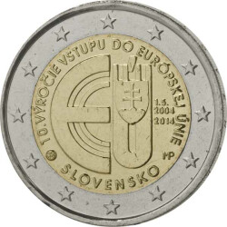 2 Euro Gedenkm&uuml;nze Slowakei 2014 bfr. - 10 Jahre...