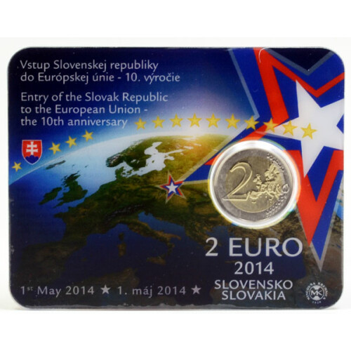 2 Euro Gedenkmünze Slowakei 2014 - 10 Jahre EU-Migliedschaft - in CoinCard