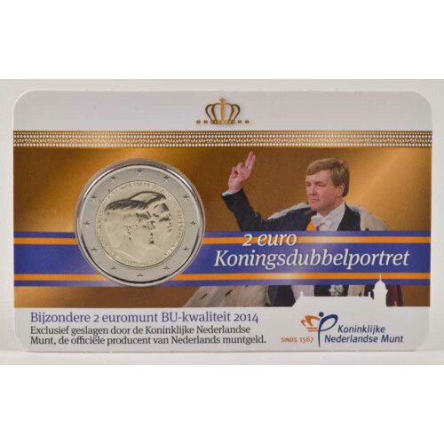 2 Euro Gedenkmünze Niederlande 2014 - Doppelportrait (2. Ausgabe) - Stempelglanz in CoinCard