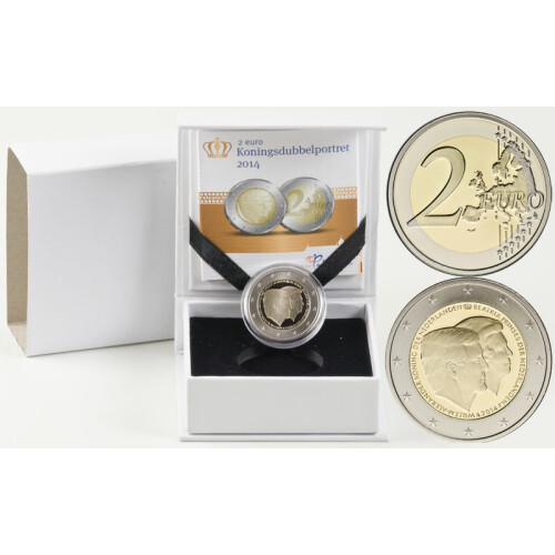 2 Euro Gedenkmünze Niederlande 2014 PP - Doppelportrait (2. Ausgabe) - im Etui